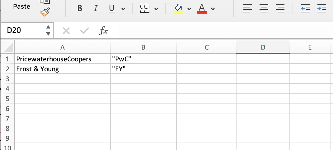Example Excel import